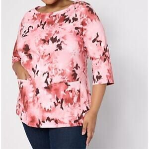 Denim & Co Size 2X Clay Red Perfect Jersey Boatneck Tunic Top A680143 NWOT